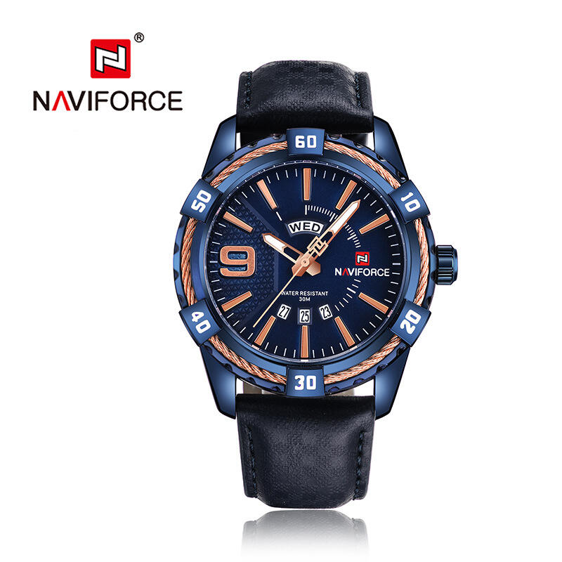 NAVIFORCE9117领翔新款士手表皮带指针多功能石英手表防水男夜光 - 图1