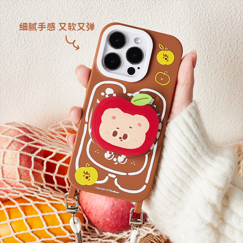 TitaBear【扑倒苹果】原创手机壳适用iPhone15Promax苹果14保护套13高级tpu防摔硅胶外壳可爱新款手机支架-图2