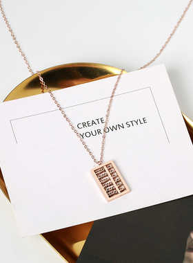 INS网红钛钢玫瑰金森系项链