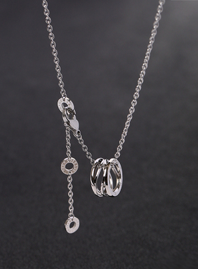 弹簧项链女镀18K玫瑰金彩金锁骨链钛钢毛衣链chic潮网红韩国气质