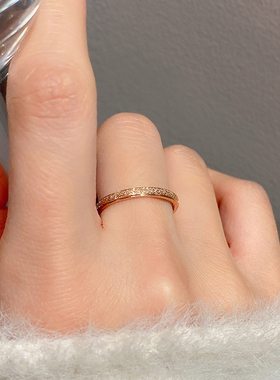 【不褪色不过敏】正品钛钢玫瑰金磨砂细闪轻奢压砂戒指情侣戒指