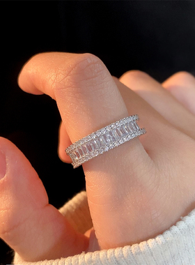 精致排钻开口调节戒指时尚ins