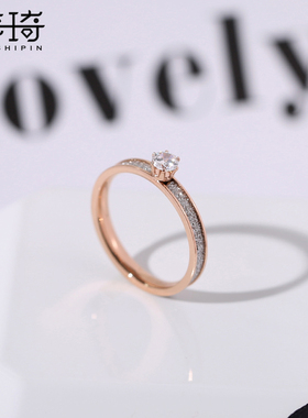 梓琦日韩潮人玫瑰金学生闺蜜单钻