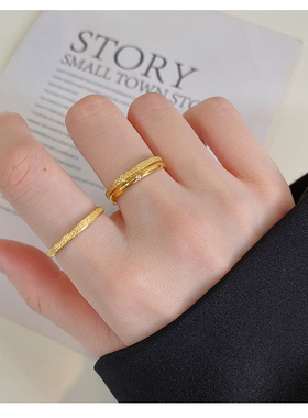 三生三世食指戒指女素圈简约钛钢18Kins潮冷淡风时尚个性小众设计