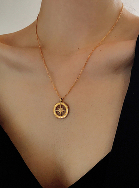 简约复古八芒星项链潮ins冷淡风