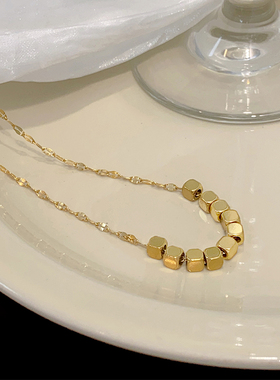 轻奢小众八方来财小方糖项链女