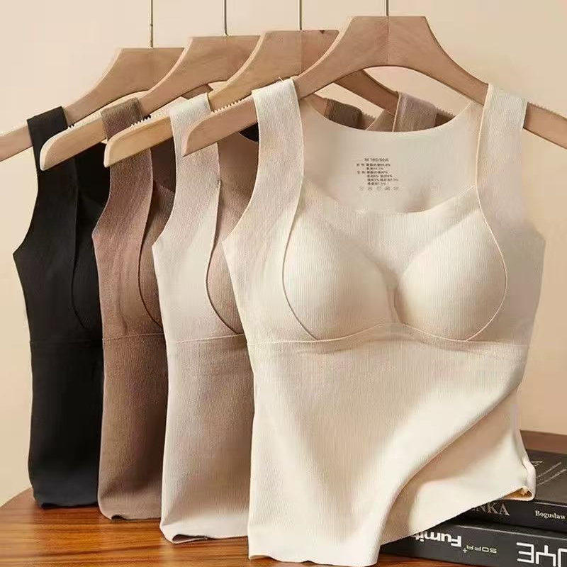 桑蚕丝保暖吊带背心女带胸垫一体文胸内衣加绒加厚发热无痕上衣冬,淘宝优惠券,粉丝福利购,淘宝优惠卷