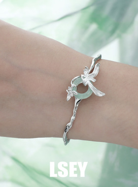 0003兰花手镯冷淡风S925纯银小众气质百搭高级感手镯女银饰