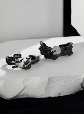 日月同辉/原创小众设计感太阳月亮戒指开口可调节情侣指环时尚对