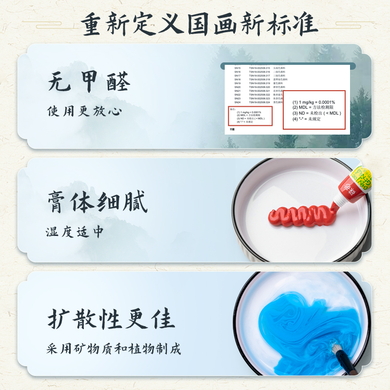 青竹中国画颜料套装初学者中小学生儿童入门单支国画用品工具全套