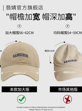 鸭舌帽子红色大帽檐棒球帽女士2026新款防晒大脸显脸小深顶加深宽
