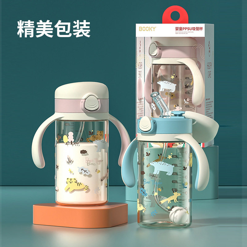 布奇BOOKY婴童PPSU水杯吸管杯弹跳学饮杯防摔带手柄吸管水壶300ml - 图3