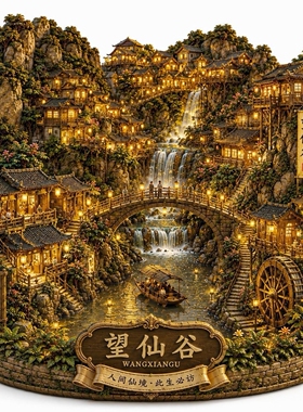 高级金属冰箱贴江西上饶磁吸旅游文创古风建筑夜色仙境