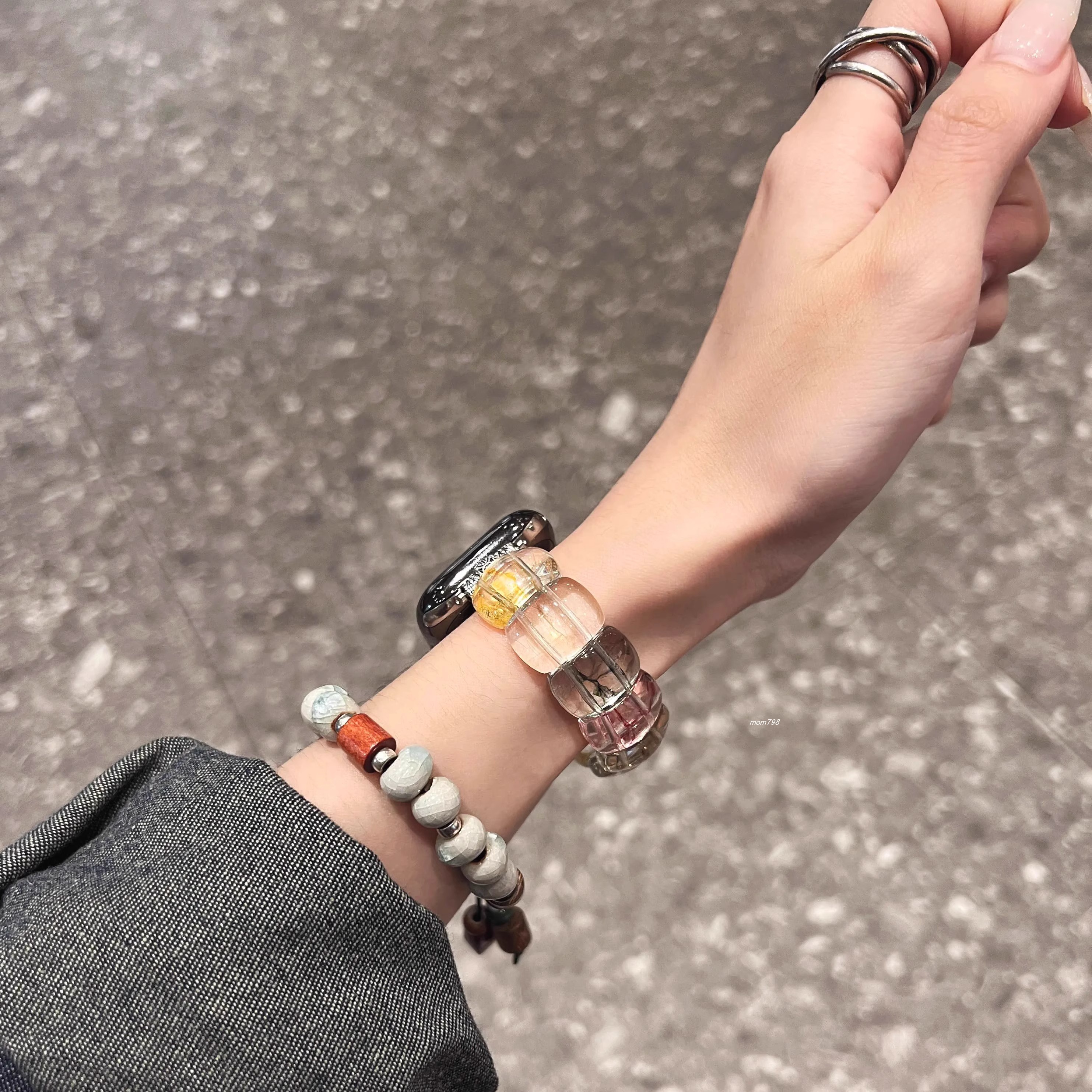 苹果手表iwatchs10表带天然水晶石高级感适用applewatch987代透明 - 图2