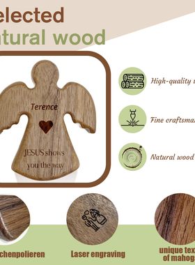 创意小天使橄榄木翅膀十字架