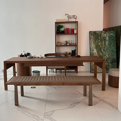 新中式茶桌2025新款高端胡桃木茶台办公室茶室客厅家用实木泡茶桌 - 图0