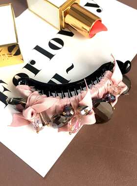东大门缠绕打结水晶香蕉抓夹发饰