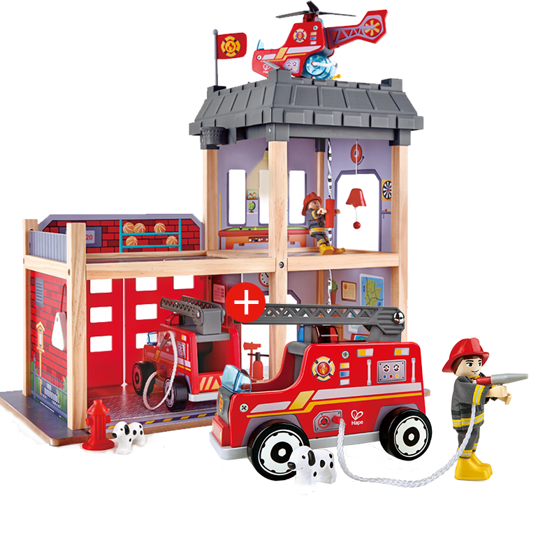 Hape城市消防站火线救护队益智儿童消防车过家家玩具男女孩礼物-图3