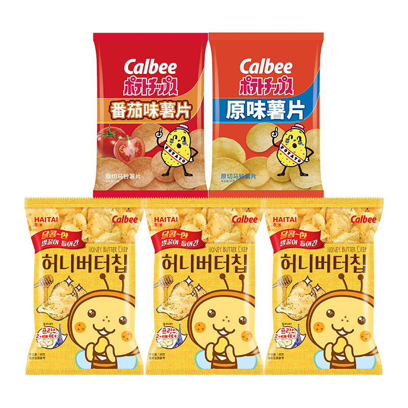 卡乐比韩国进口海太蜂蜜黄油味薯片5袋组合休闲办公室零食小吃ZB