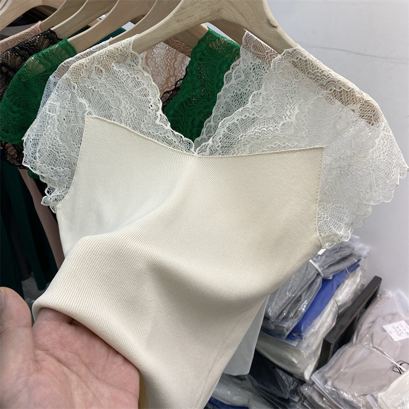 2022夏季新款欧货性感蕾丝潮打底衫 追苑T恤