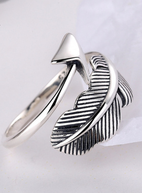 日韩复古嘻哈羽毛尾戒