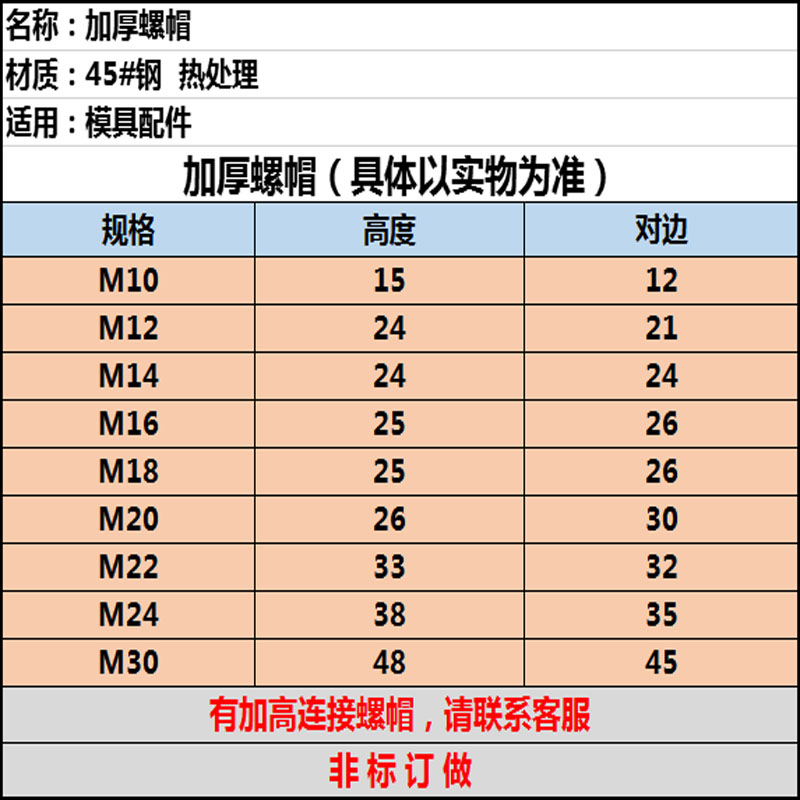 长罗母六角加长加厚螺帽m10m12m14m16m18m20-m24模具压板螺母大全