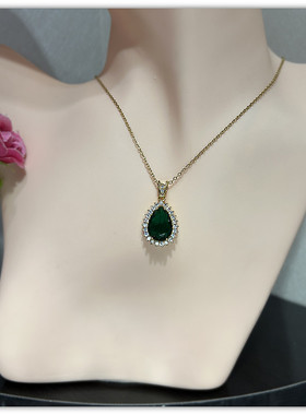 轻奢蓝色水滴钛钢锁骨链