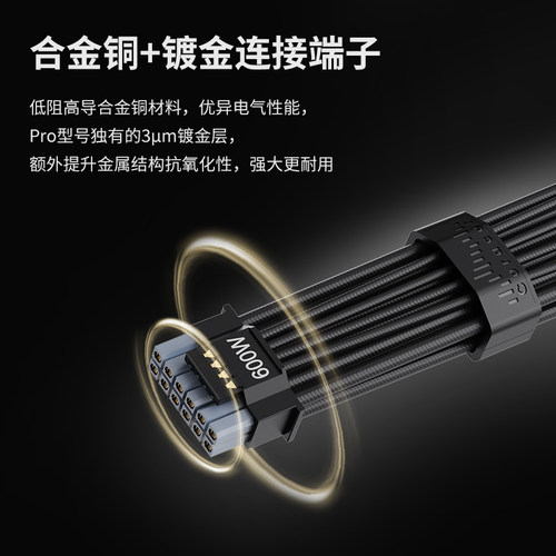 鑫谷昆仑TITANLOAD Pro 12V-2X6 PCle5.1 加粗超16AWG强流模组线 - 图3