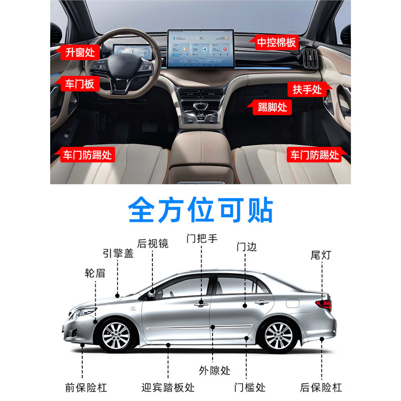 汽车保护膜透明车门内侧防踢贴门槛防踩条中控门碗防护防刮蹭贴纸,淘宝优惠券,粉丝福利购,淘宝优惠卷