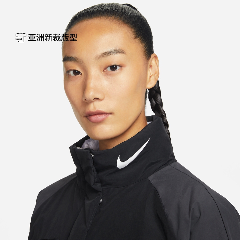 耐克/NIKE女子运动休闲保暖防风立领棉服外套DQ6859 DQ6851-010 - 图0