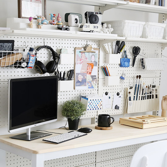 五金少女书架置物架桌面收纳书桌家用挂板免打孔洞洞板配件挂钩