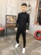 Spring trendy casual sweater set Men's fashion versatile set of couple long -sleeved pants two -piece social guy