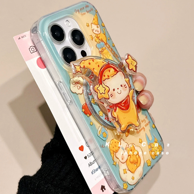 围边星星猫咪旋转磁吸支架适用苹果17/17pro手机壳16女13创意12mini/11/14/15PRO新款XSmax可爱8PLUS/SE3/Air - 图2