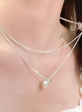 S925银天然水晶项链女轻奢高级感锁骨链简约小众设计