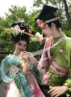 好绝美的竹编汉服拍照帷帽