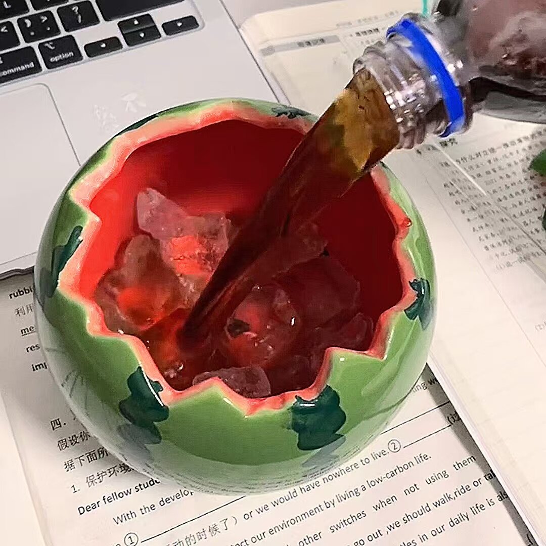 陶瓷多功能泡面碗夏日清凉感西瓜带盖杯子碗高颜值宿舍工位ins,淘宝优惠券,粉丝福利购,淘宝优惠卷