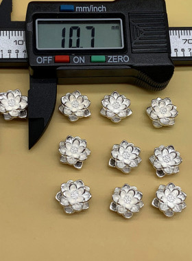 足银999莲花3D硬银配件横穿转运隔珠手工DIY串珠材料编织饰品手链