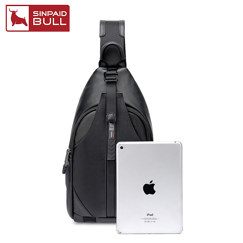 男士头层牛皮胸包多功能户外斜挎包 sinpaidbull男士包袋