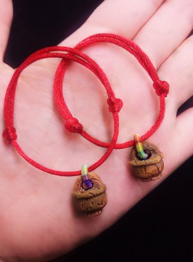 婴儿孕妇猪惊骨桃核红绳手串