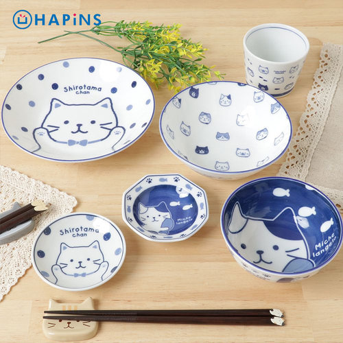 联名HAPiNS可爱猫咪围炉煮茶杯陶瓷花茶日式轻量蓝染品茗杯主人杯 - 图2