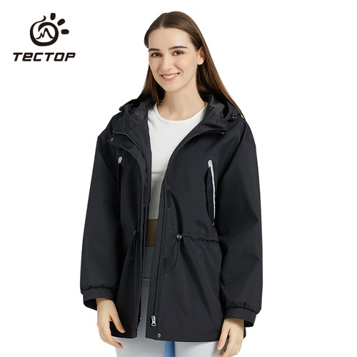 TECTOP/探拓中长款潮牌宽松连帽风衣女秋冬透气保暖服加厚长衣 - 图2