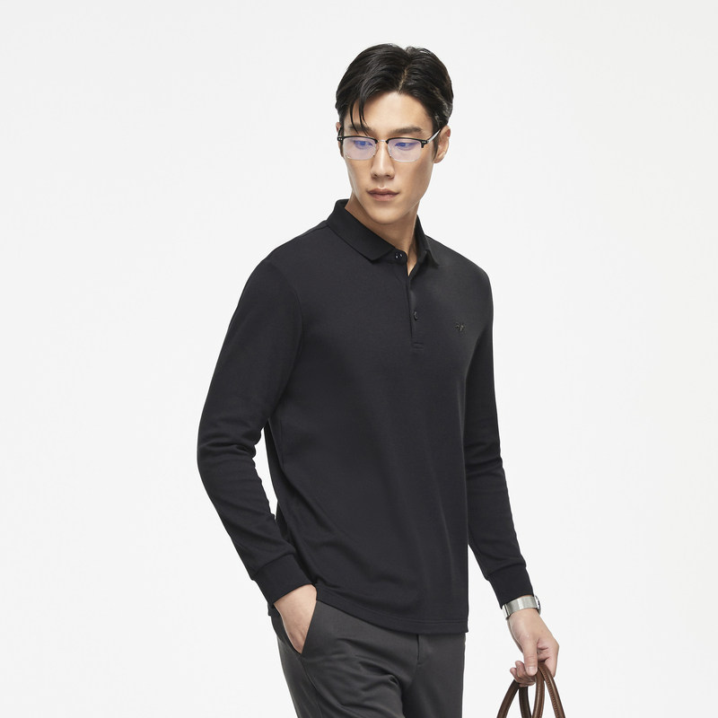 雅戈尔奥莱清仓新款男士长袖polo衫 雅戈尔outlets店T恤