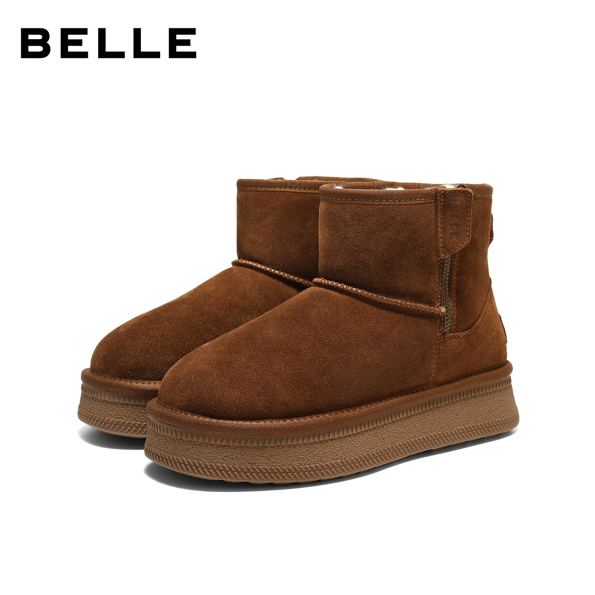 百丽保暖厚底增高雪地靴子女冬新商场款毛毛棉鞋休闲短靴F3C1DDD5,淘宝优惠券,粉丝福利购,淘宝优惠卷