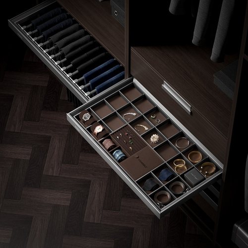 悍高衣帽间收纳衣柜拉篮内衣收纳篮阻尼抽拉多功能收纳篮裤架 - 图0