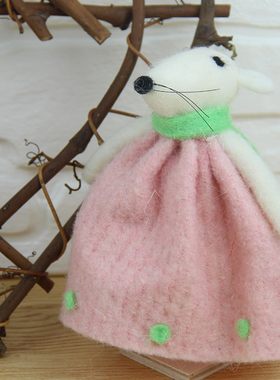 羊毛毡老鼠梳妆台可爱风桌面装饰