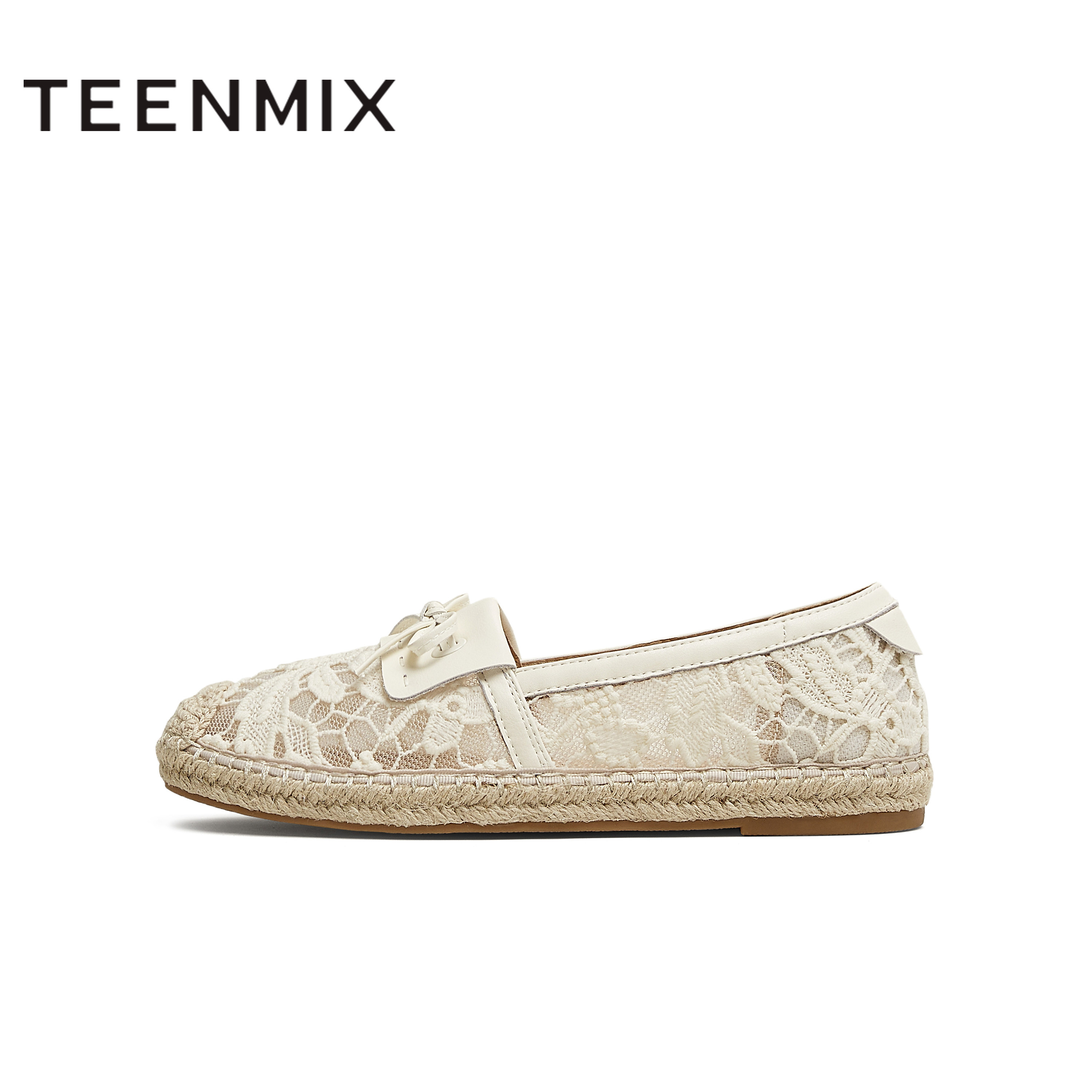 天美意2025新款网布蕾丝复古休闲一脚蹬平底女渔夫鞋KP009BQ5,淘宝优惠券,粉丝福利购,淘宝优惠卷