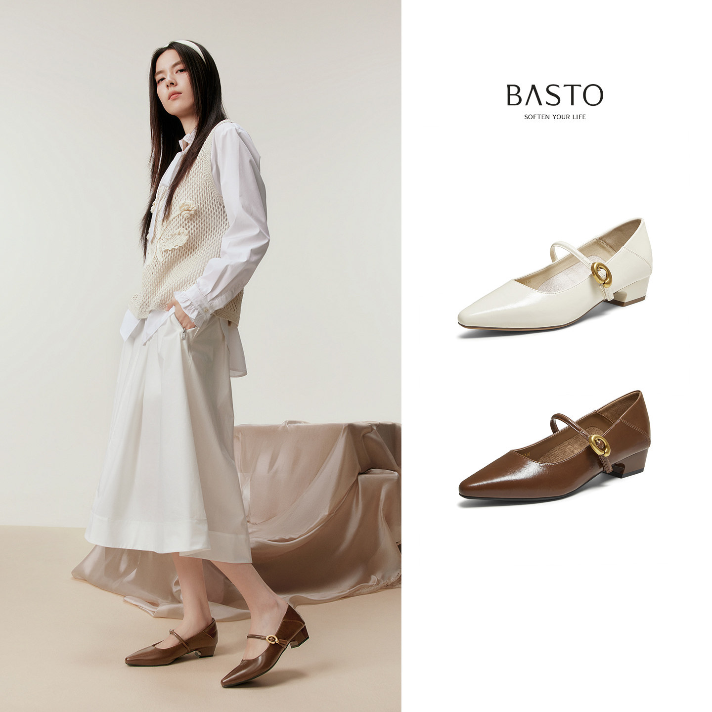 百思图2025秋季新款商场同款玛丽珍鞋时尚尖头浅口女单鞋F5171CQ5,淘宝优惠券,粉丝福利购,淘宝优惠卷