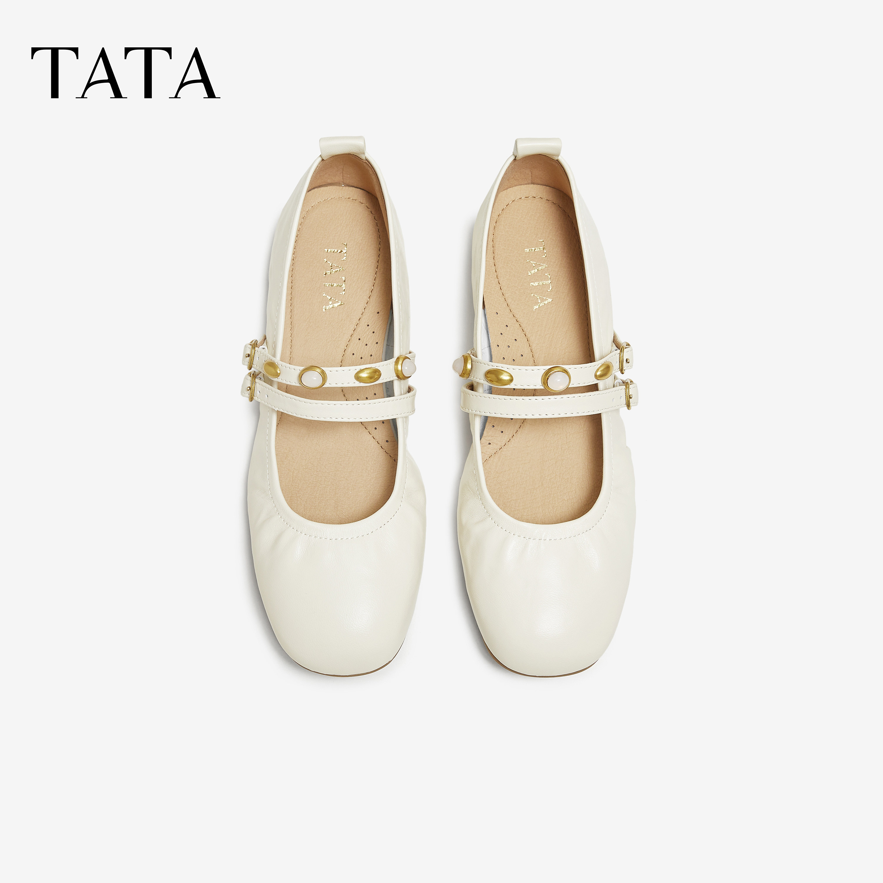 TATA他她女鞋2025羊皮浅口平底单鞋法式气质芭蕾玛丽珍鞋7QX06CQ5,淘宝优惠券,粉丝福利购,淘宝优惠卷