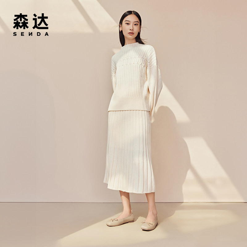 森达单鞋女2024春季新款小羊皮软面蛋卷鞋浅口平底奶奶鞋ZTA13AQ4