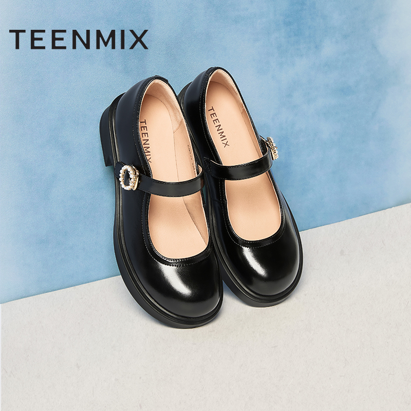 天美意复古玛丽珍鞋平底鞋女浅口单鞋小皮鞋2025秋季新款COY34AQ5 - 图2